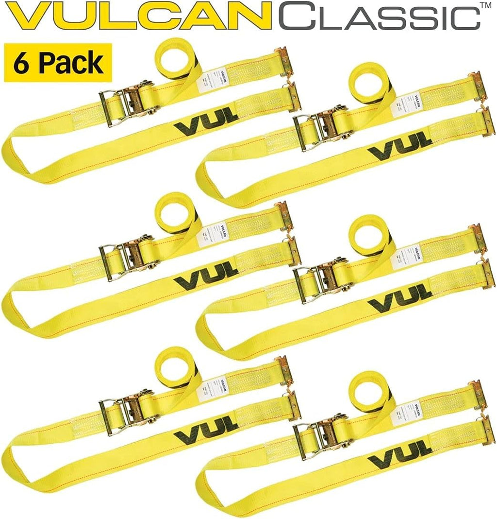 Ratchet Strap for E Track, 12 Foot, 6 Pack, Classic Yellow, 1,333 Pound Safe Working Load Z625