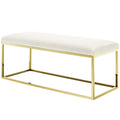 Gold Ivory Velvet Accent Chair Bench F85148