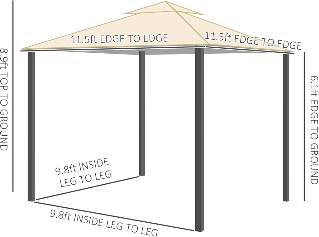 Beige 12' x 12' Steel Frame Canopy Tent with Double-Tier Roof L308975
