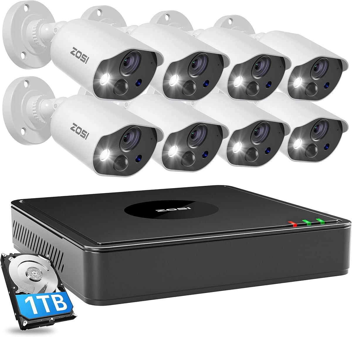 Security Cameras System with Audio, 8CH 5MP Lite CCTV DVR with Hard Drive 1TB, 4pcs 1080P Outdoor Cameras, 120ft Night Vision H4582