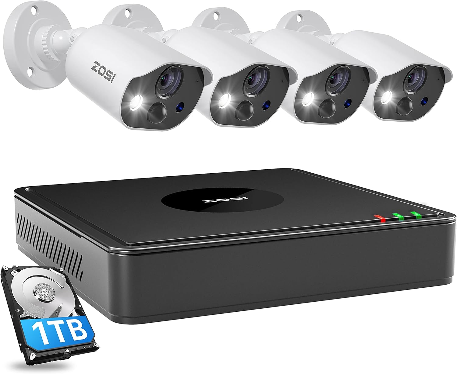 Security Cameras System with Audio, 8CH 5MP Lite CCTV DVR with Hard Drive 1TB, 4pcs 1080P Outdoor Cameras, 120ft Night Vision H4582