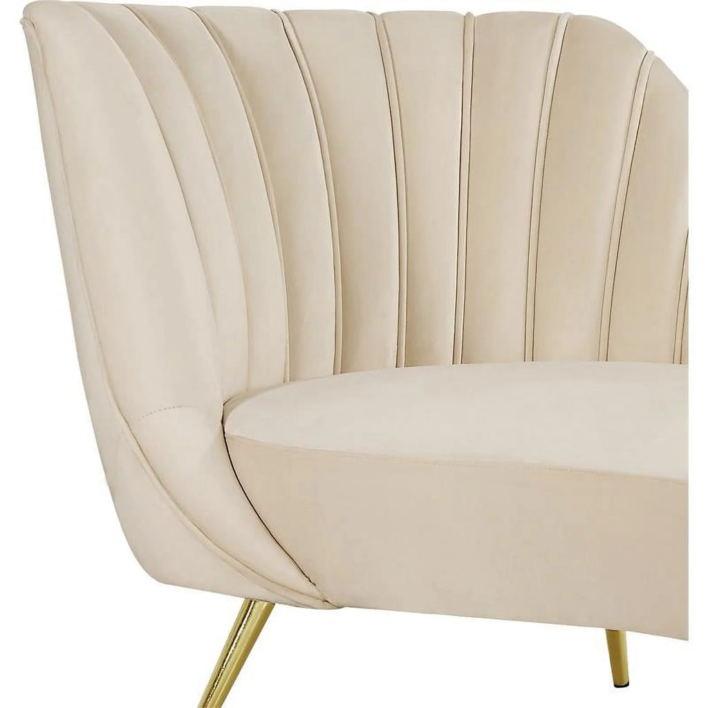 Cream and Gold 3-Piece Accent Chair Chaise and Sofa Set F788