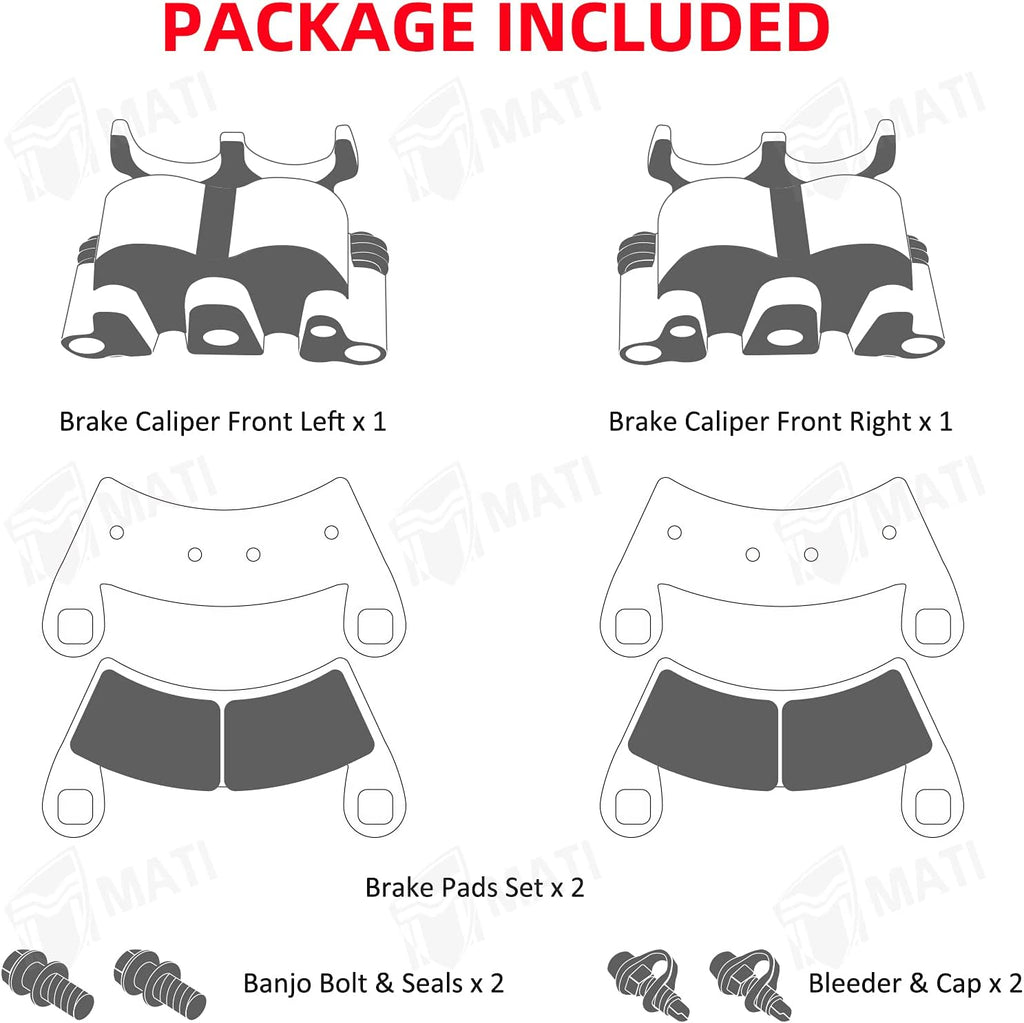 Front Left Right Brake Caliper Set with Pads without Mounting Bracket Pack of 2 A63306