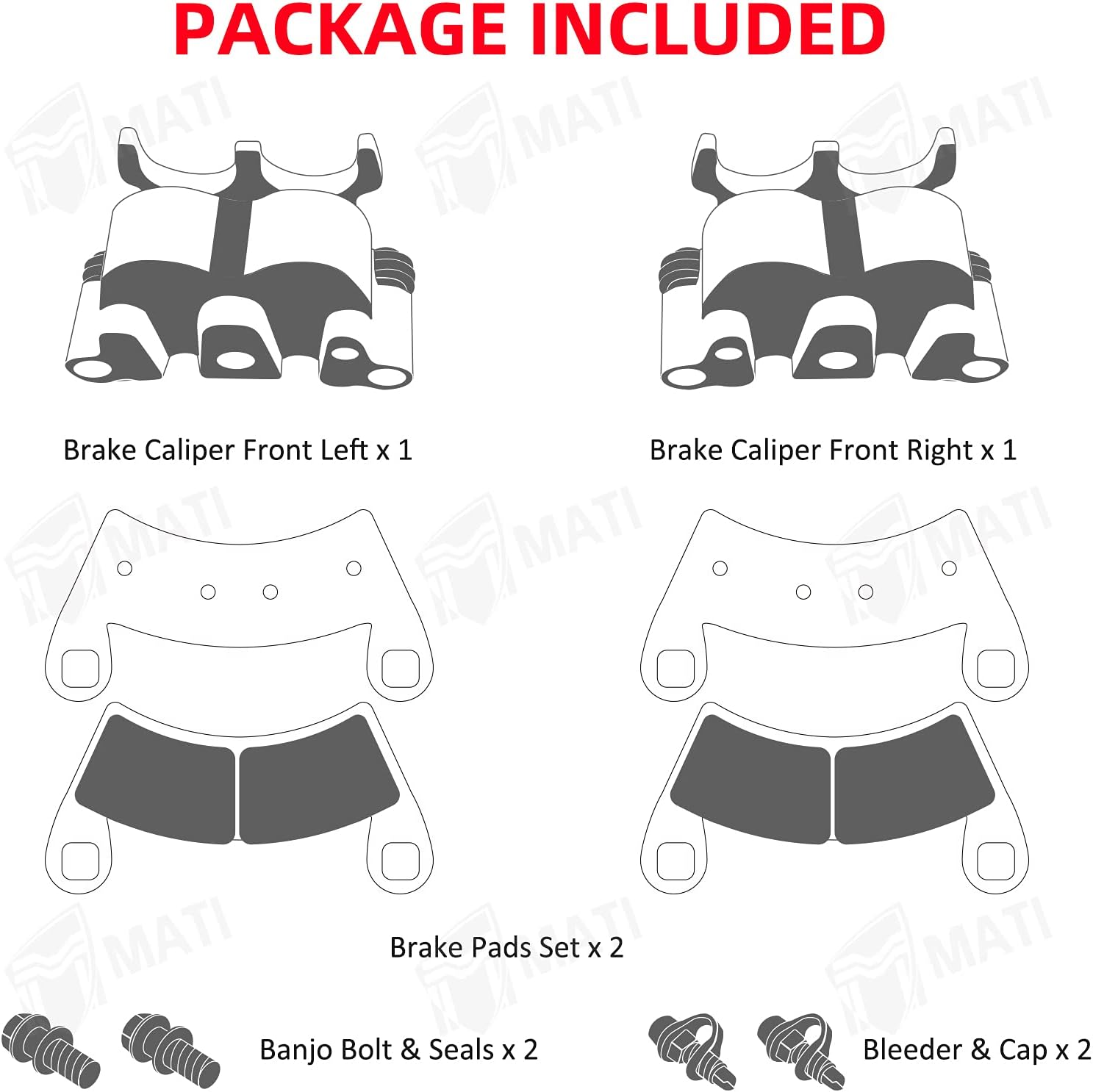Front Left Right Brake Caliper Set with Pads without Mounting Bracket Pack of 2 A63306