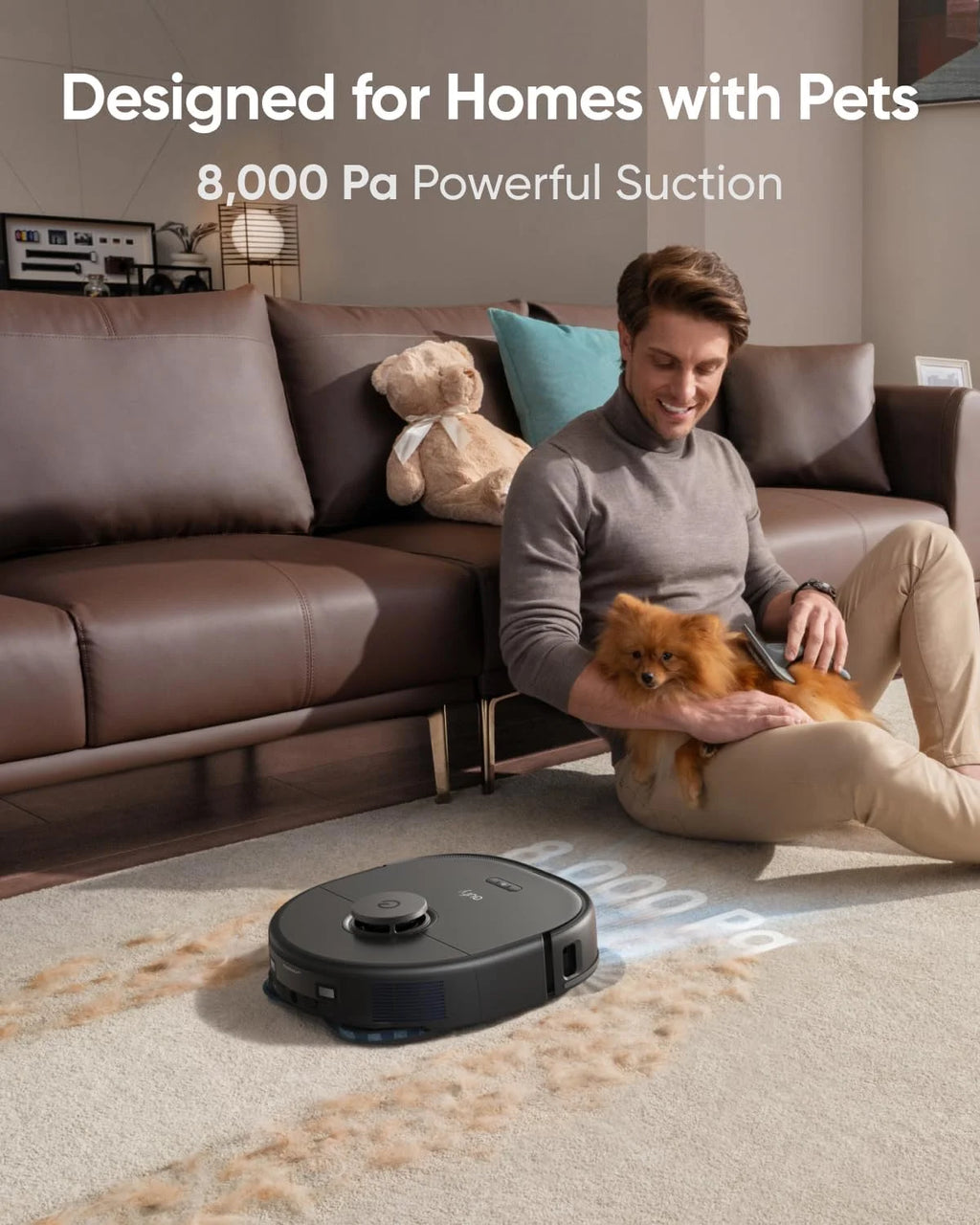 Robot Vacuum and Mop with 8,000 Pa Suction, Dual Mops with 12 mm Auto-Lift, AI Obstacle Avoidance H4357