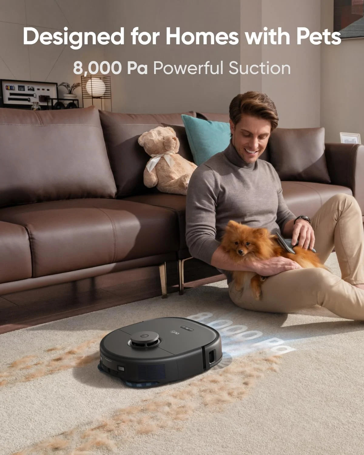 Robot Vacuum and Mop with 8,000 Pa Suction, Dual Mops with 12 mm Auto-Lift, AI Obstacle Avoidance H4357