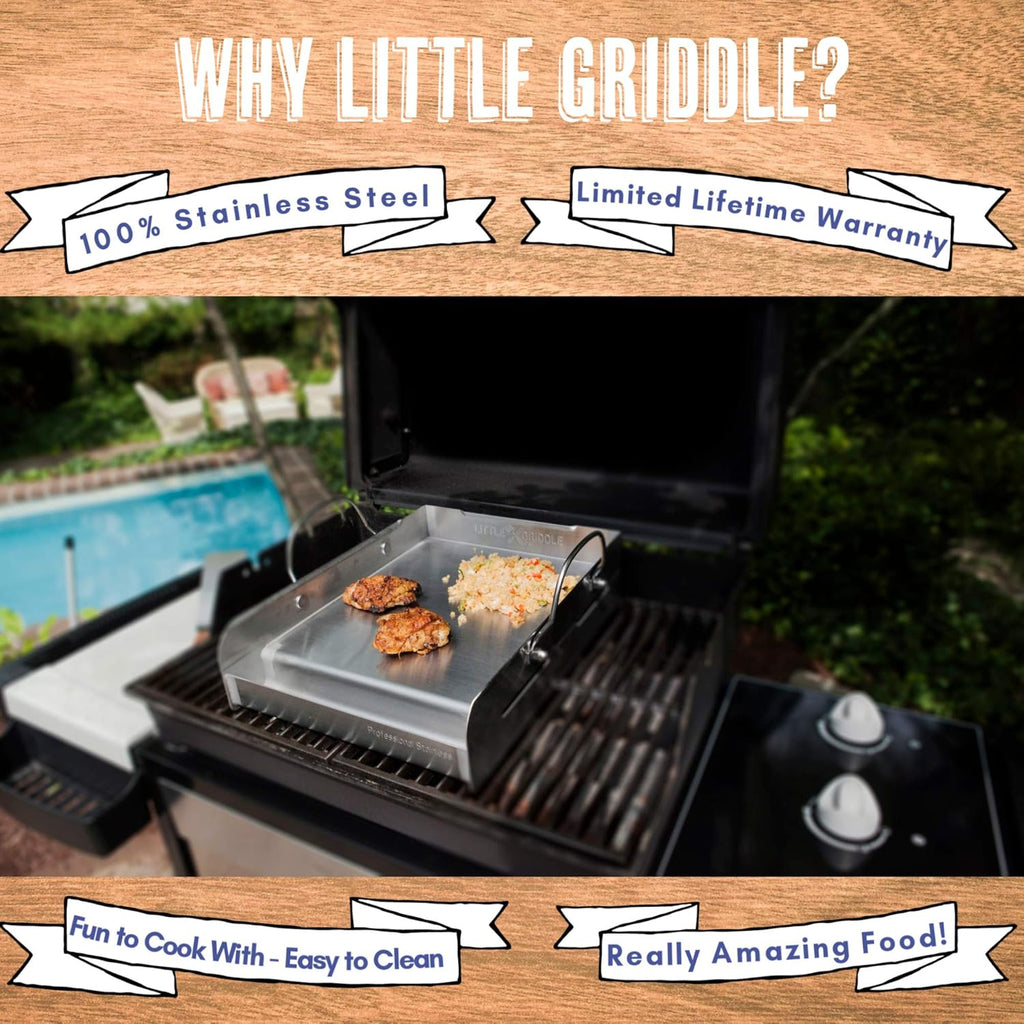 100% Stainless Steel Griddle with Removable Handles (25x16x6.5) V131