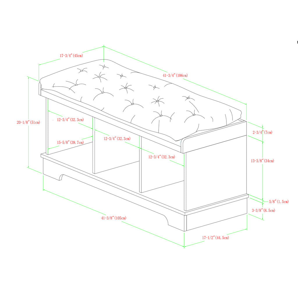 Grey Wash Tufted Storage Bench L8963