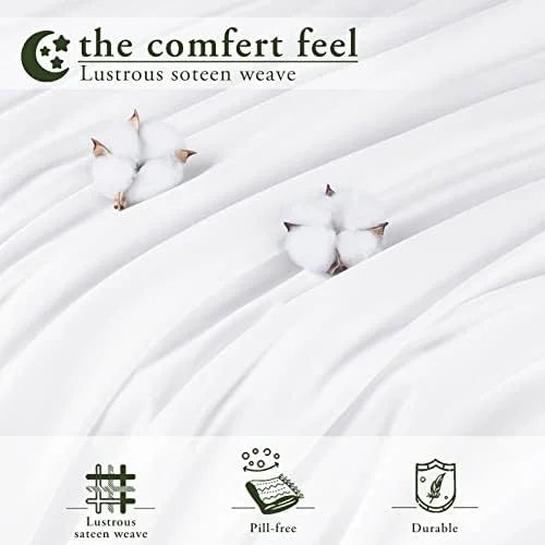 King Size 4 Piece Cotton Sheets Set, White Z35334