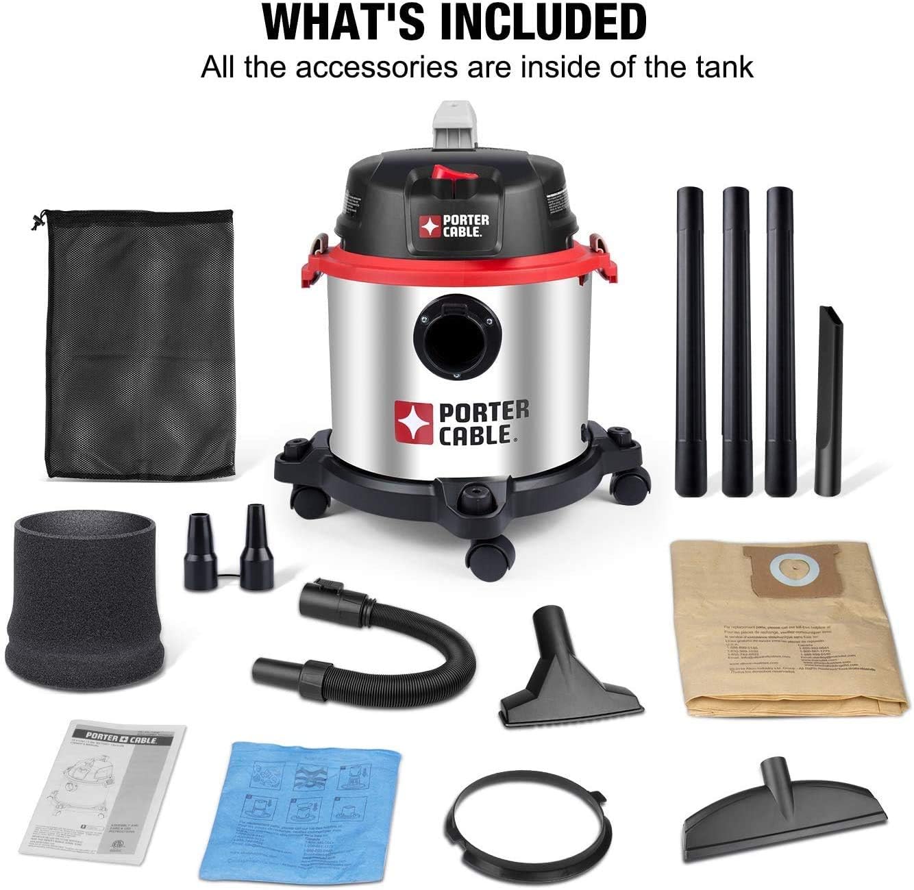 5 Gallon 4 Peak HP Stainless Steel 3 in 1 Shop Vacuum Blower P4193