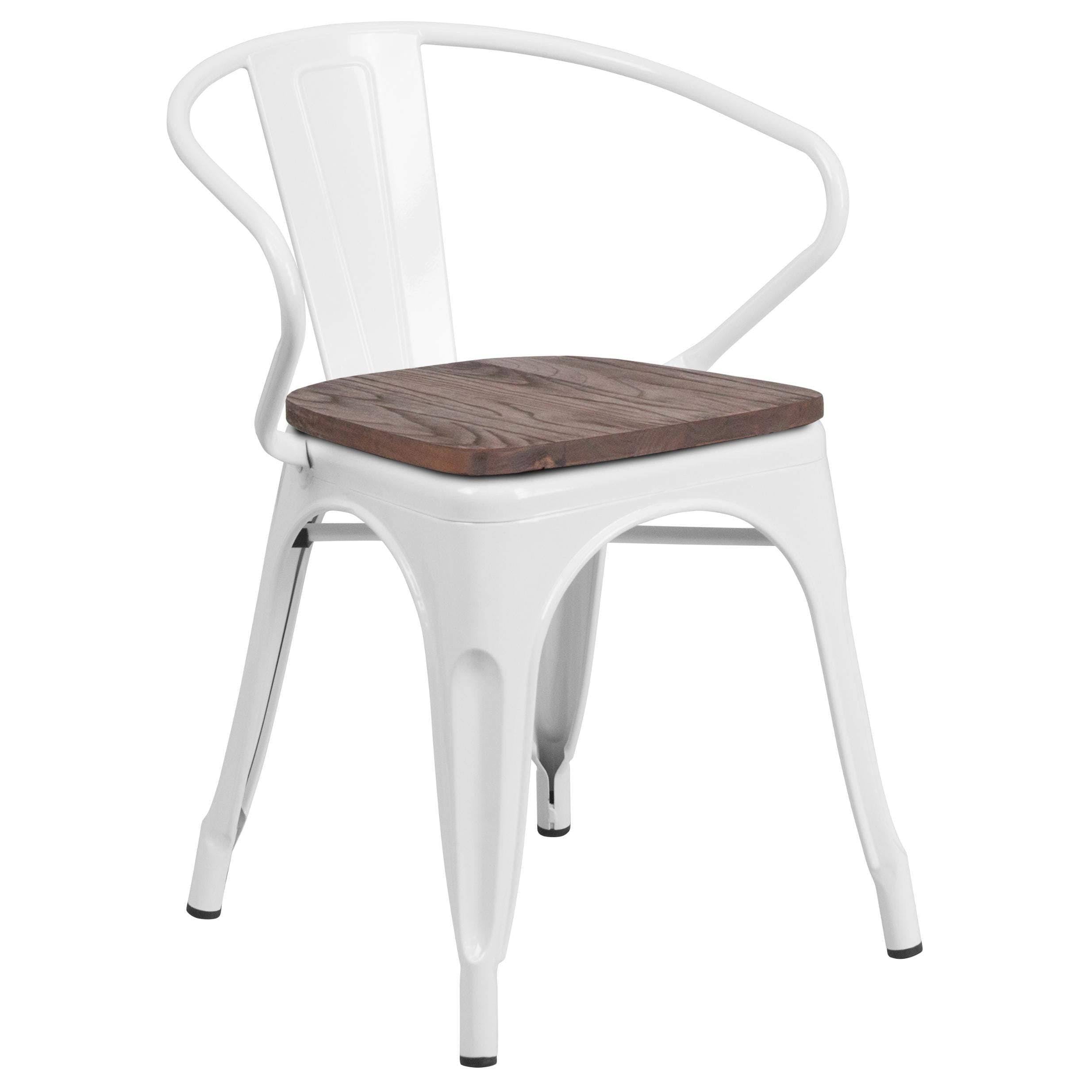 Blue Metal Chair with Wood Seat and Arms P628526