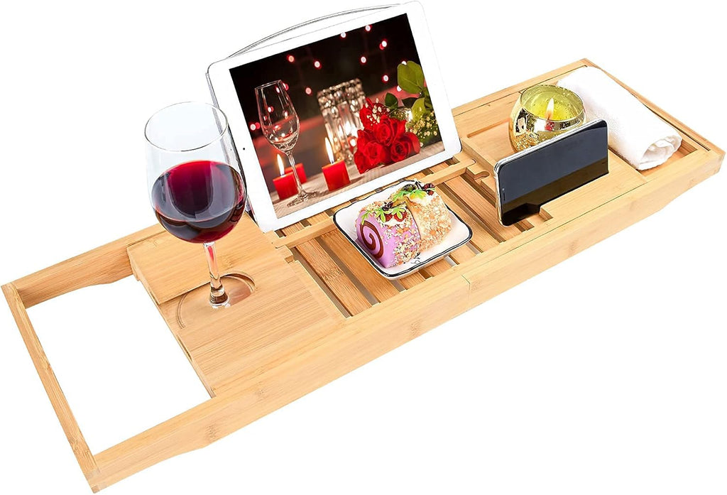 Bamboo Bath Tray Bathtub Caddy, Expandable, Pack of 2 P212
