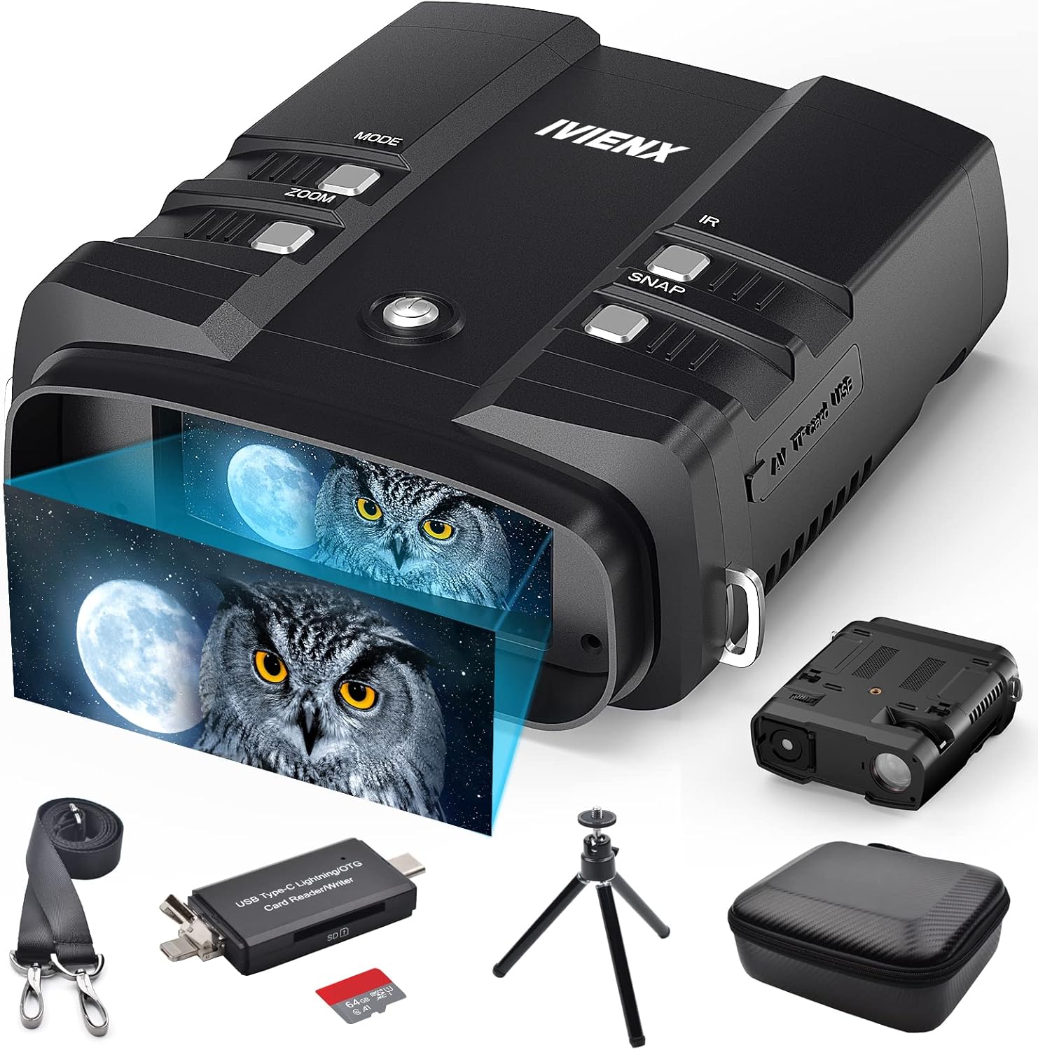 1080P FHD Infrared Digital Night Vision Binoculars with 64GB Memory Card M62173
