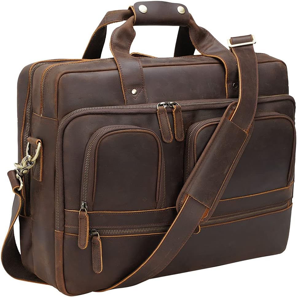 Leather Briefcase Fits 17.3 Laptop N6343