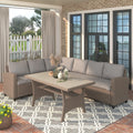 3-Piece PE Wicker Patio Conversation Set with Dining Table E920299
