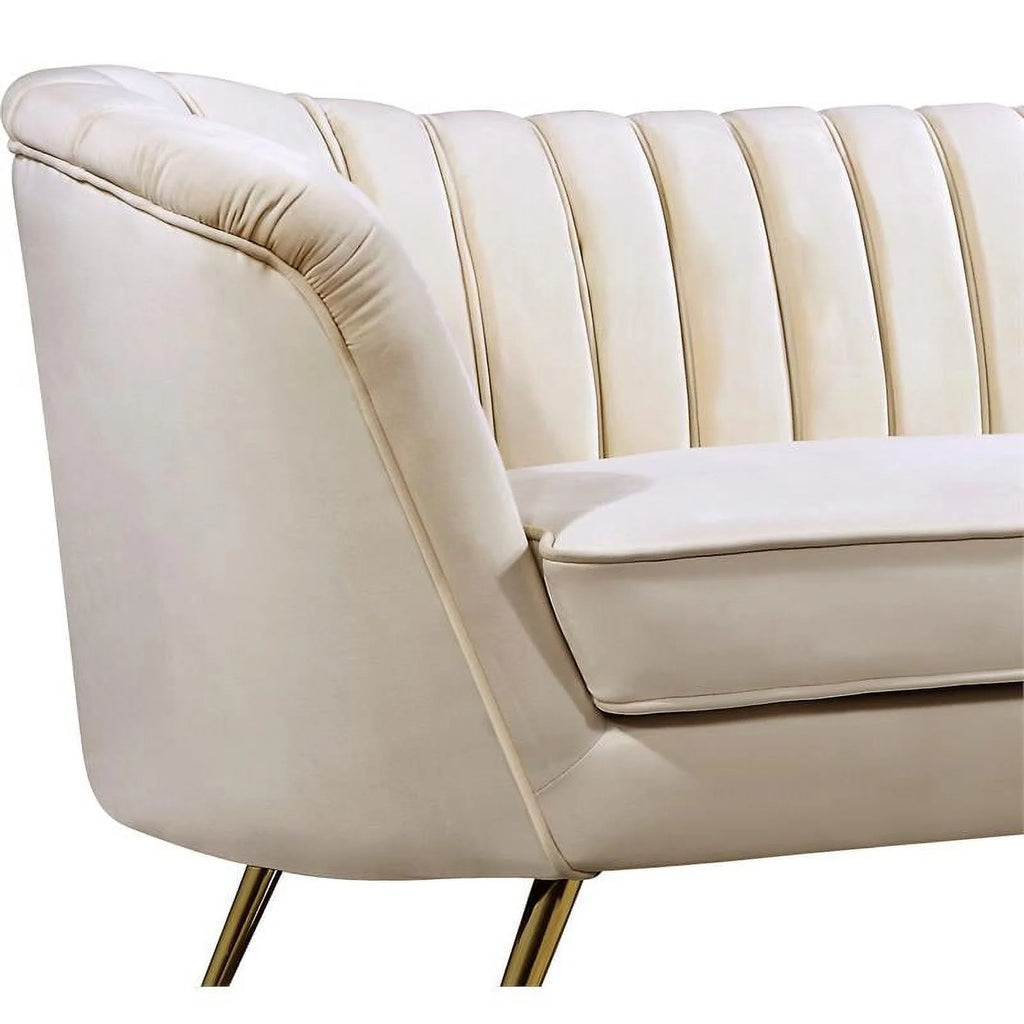 Cream and Gold 3-Piece Accent Chair Chaise and Sofa Set F788