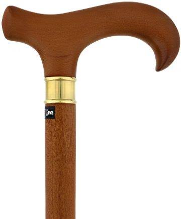 Brown Derby Walking Cane with Beechwood Shaft and Brass Collar Q55465