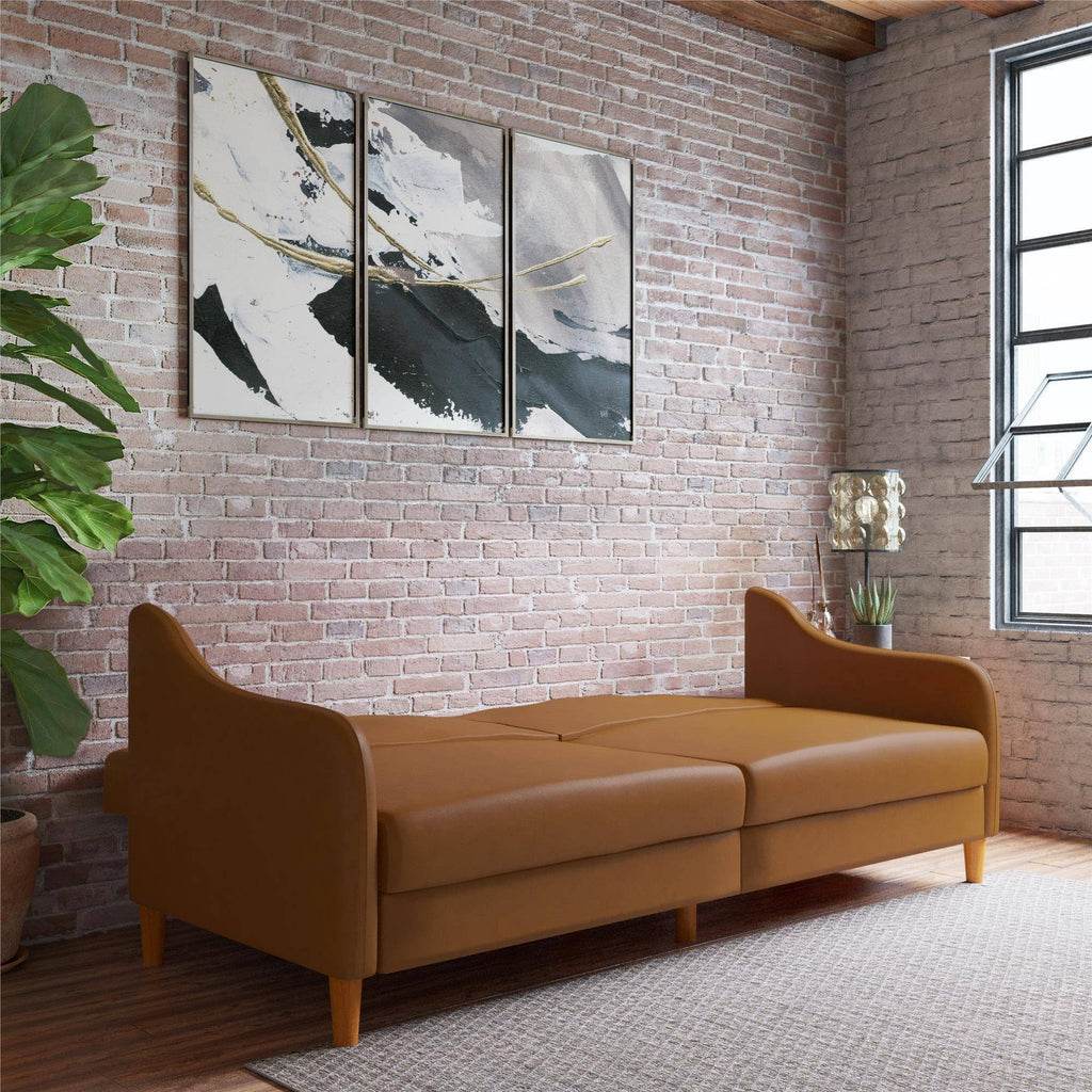 Camel Faux Leather Futon B17335
