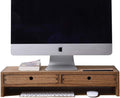 Dark Brown Wood Monitor Stand with 2 Drawers O542396