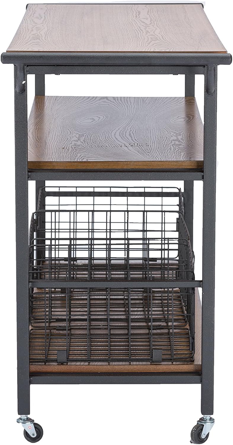 Brown Wood and Metal Kitchen Cart W760761