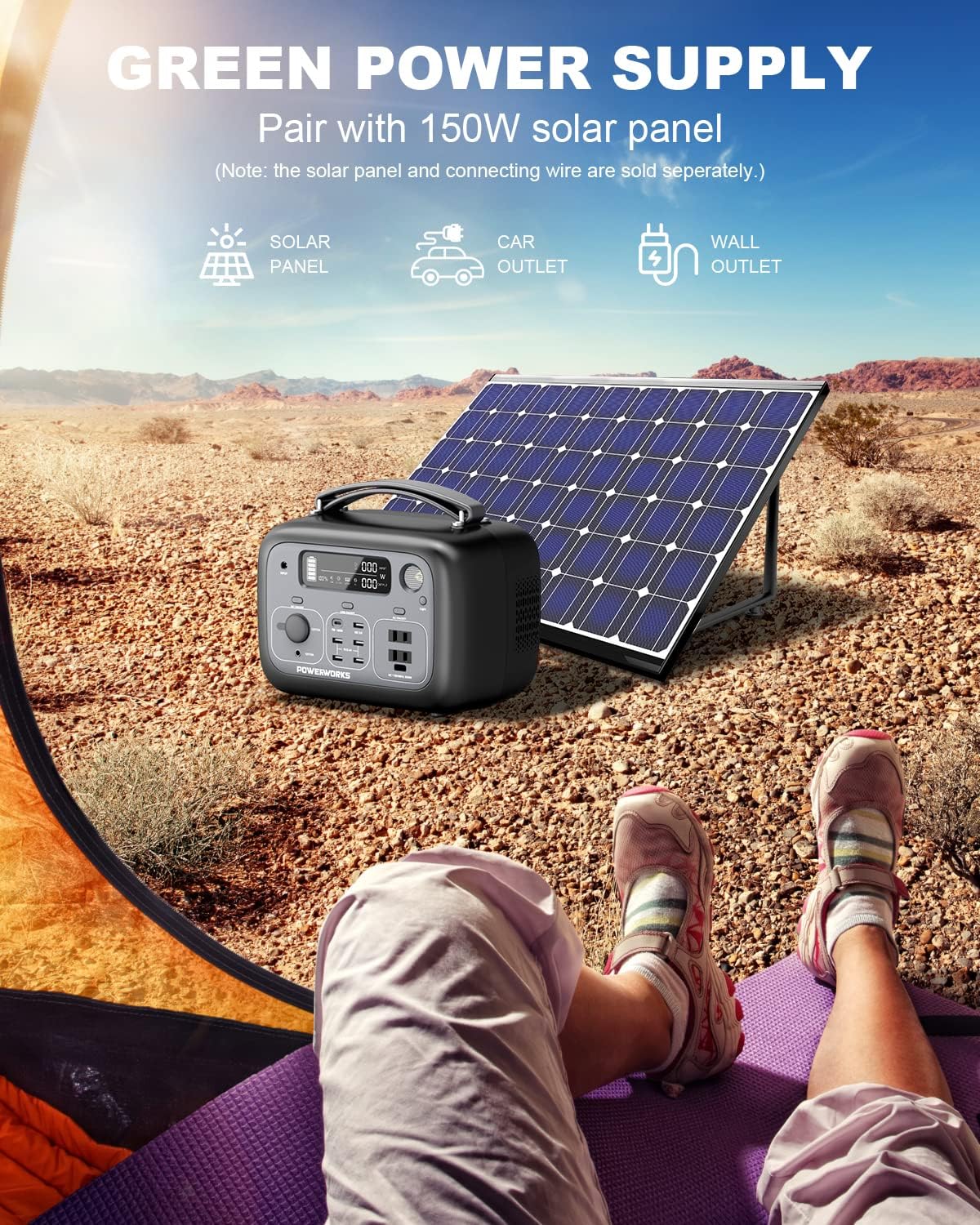 Portable Power Station 540Wh 500W 10-Port with 2 AC Outlets W317