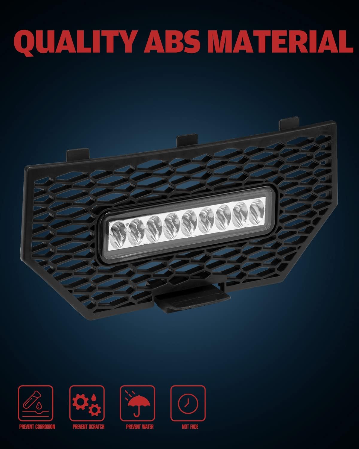 Black Front Mesh Grill with LED Light Bar, Pack of 2 Q854