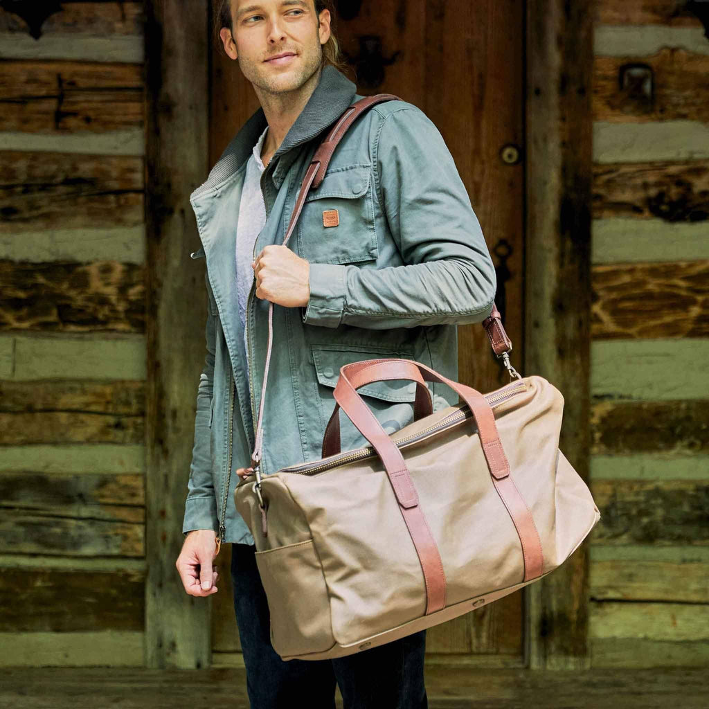 Leather Waxed Canvas Weekender Bag H6943