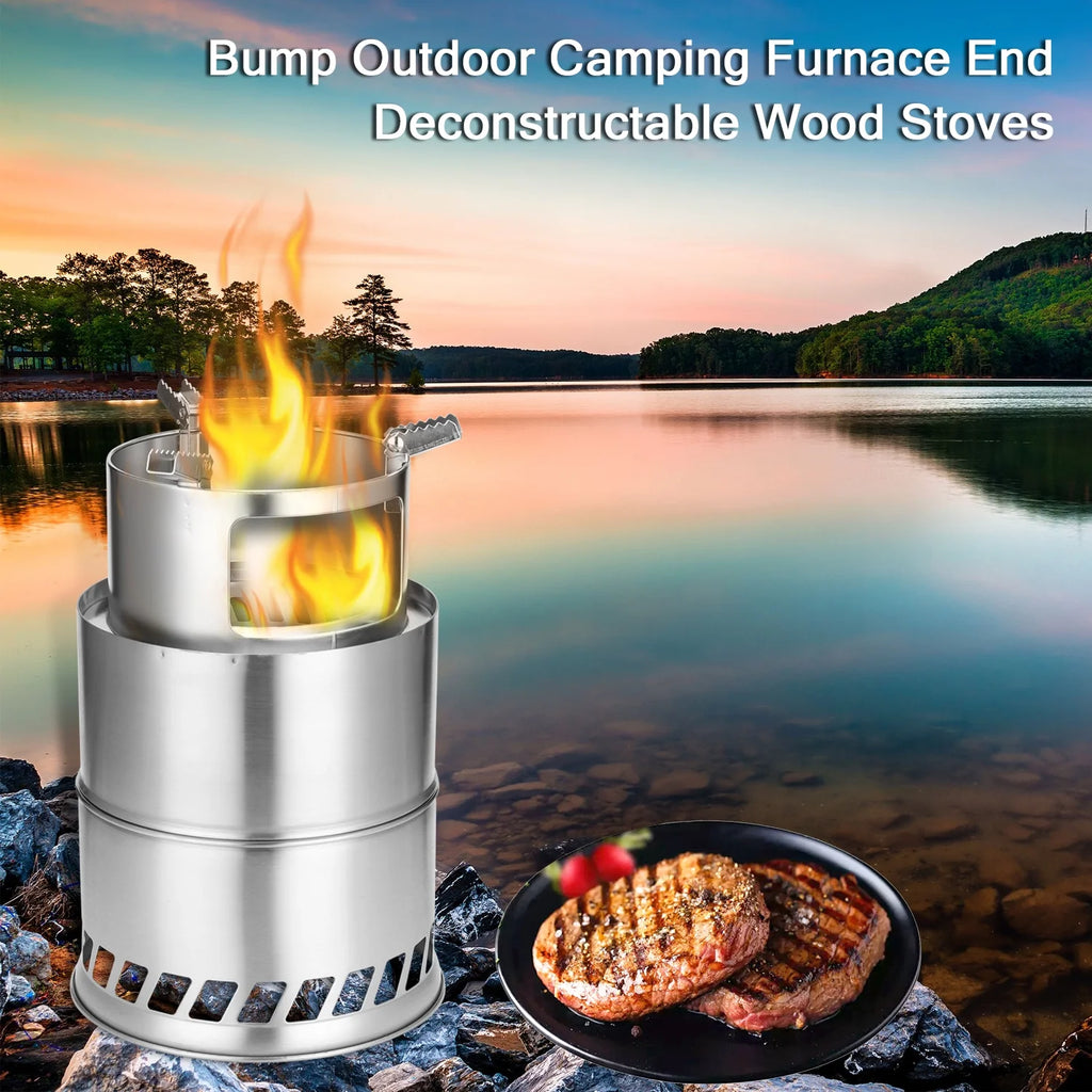 Outdoor Furnace Wood Stoves Portable Barbecue Stoves Windproof Stainless Steel Y562