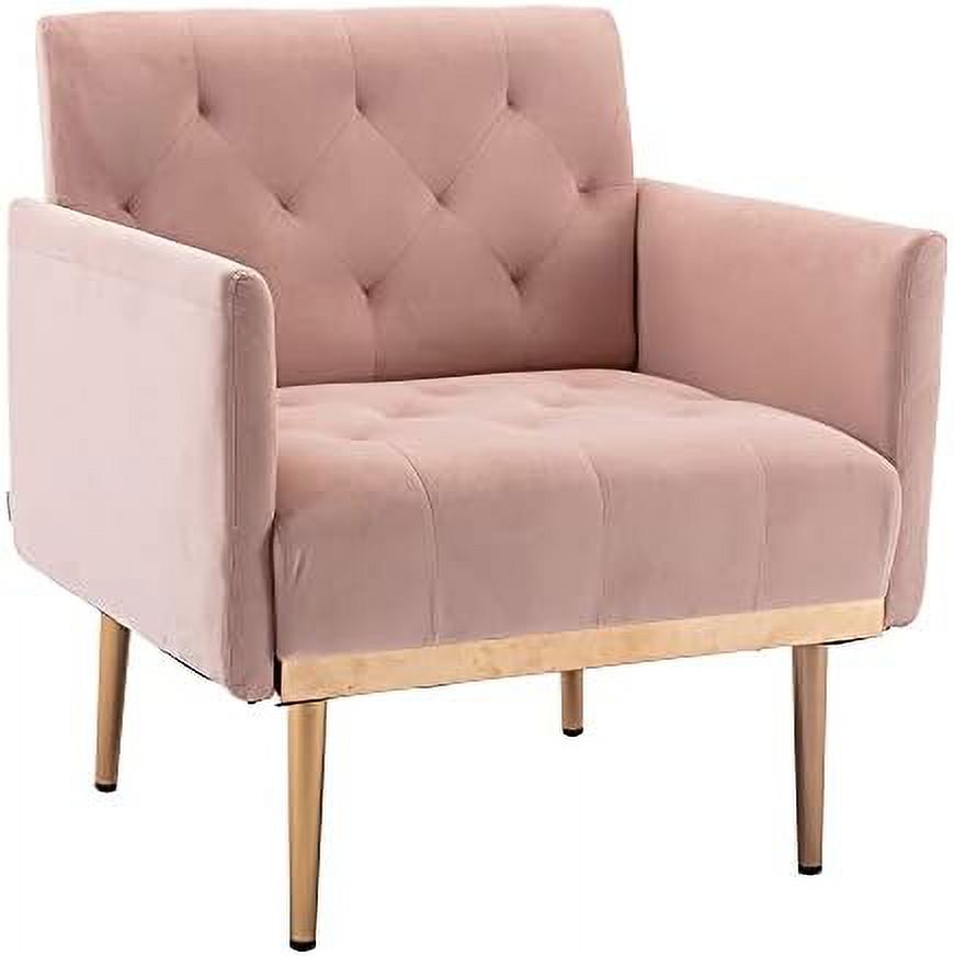 Pink Velvet Single Sofa with Rose Golden Metal Legs J8908