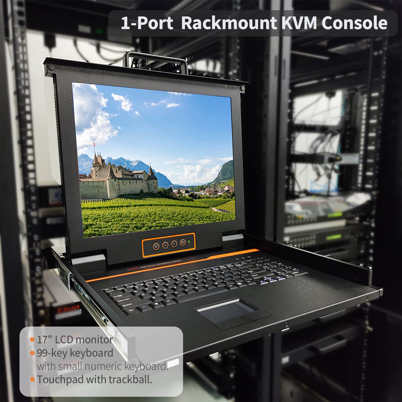 17 Rackmount KVM Console with VGA Drawer, 1U, 1280x1024 O702914