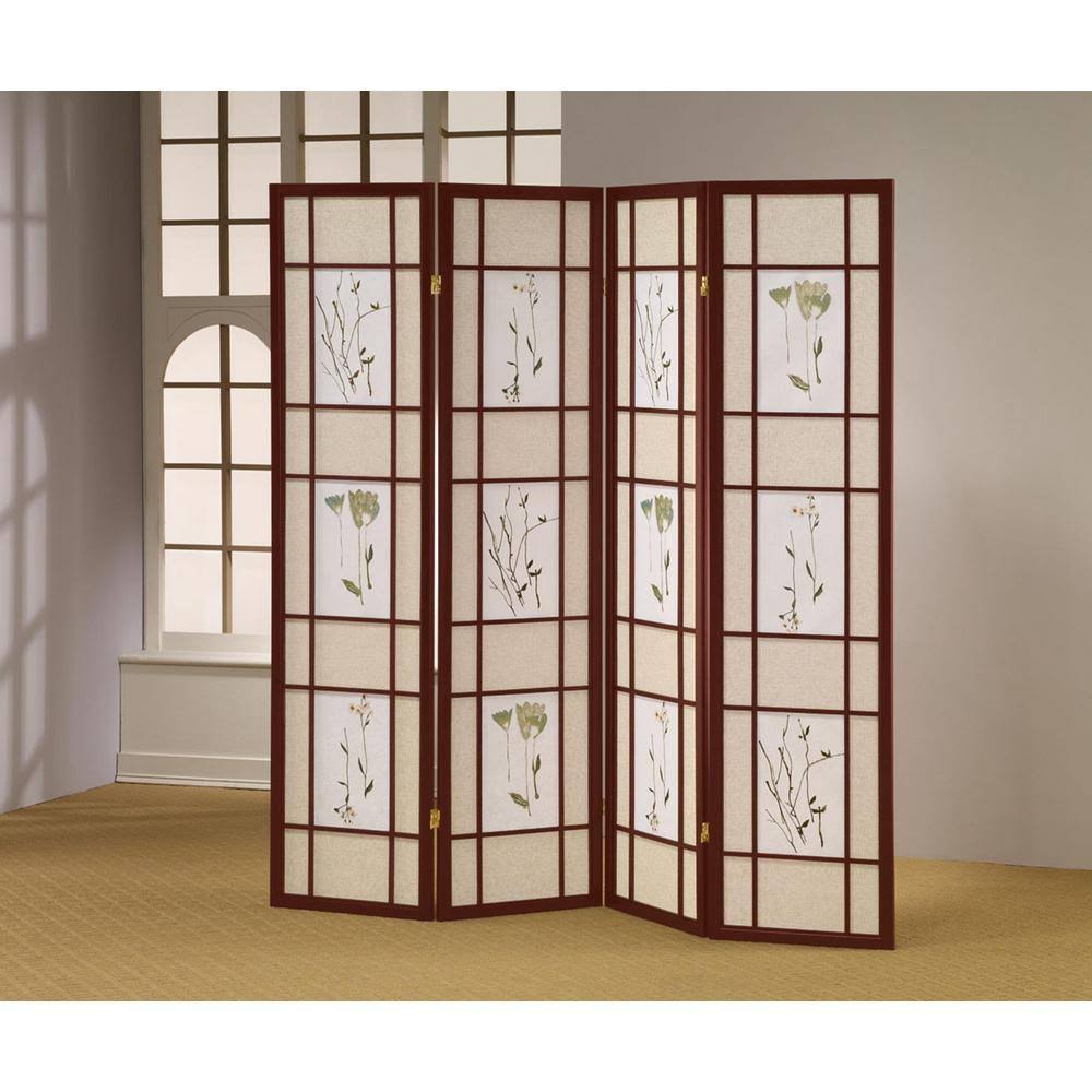 Walnut 4-Panel Bookcase Room Divider S1514