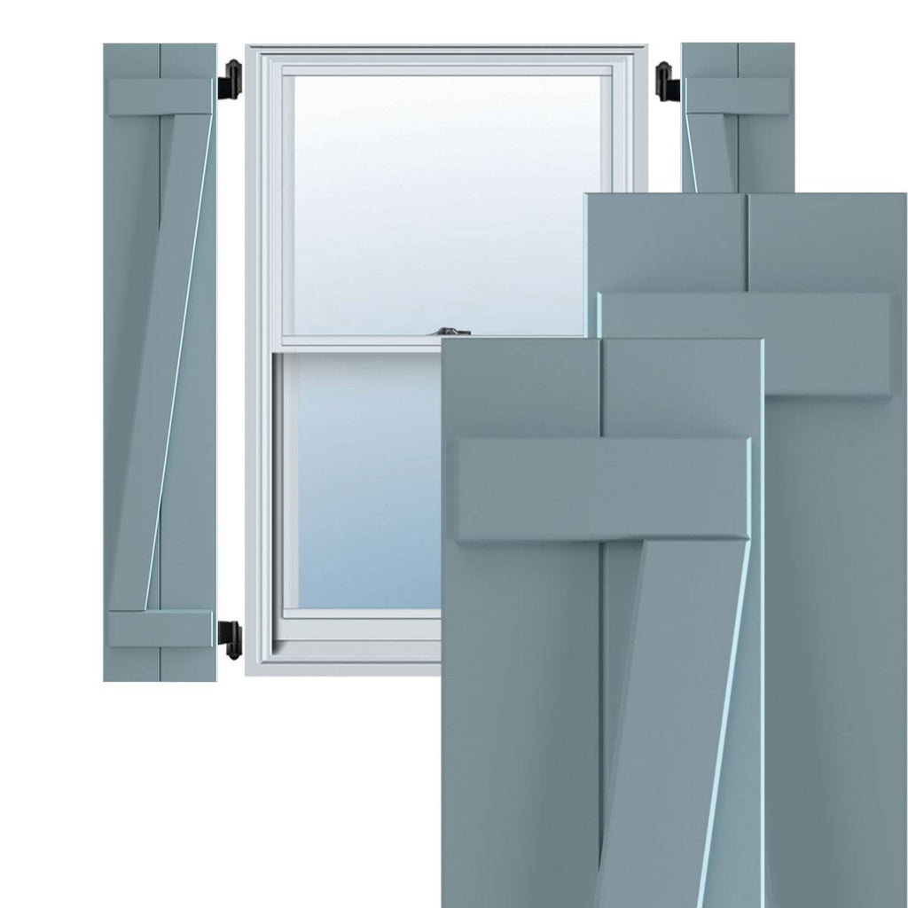 10-3/4x22 x 54x22 PVC Board and Batten Shutters, Peaceful Blue (Per Pair) E96710