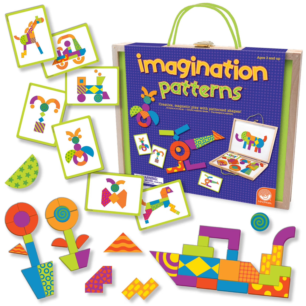 42 Brightly Colored Wooden Magnetic Blocks with 50 Puzzles K6551