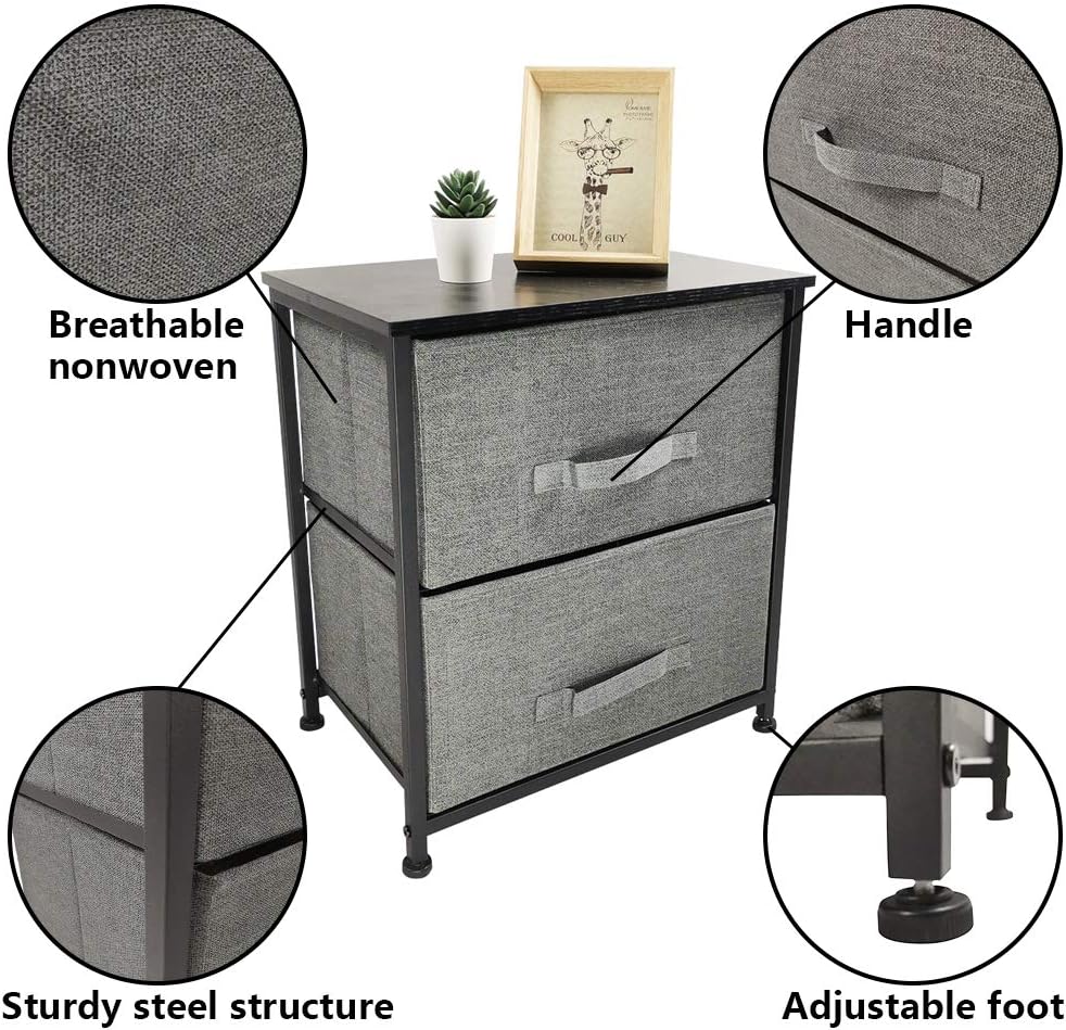 Gray 2 Drawer Fabric Storage Dresser V4702