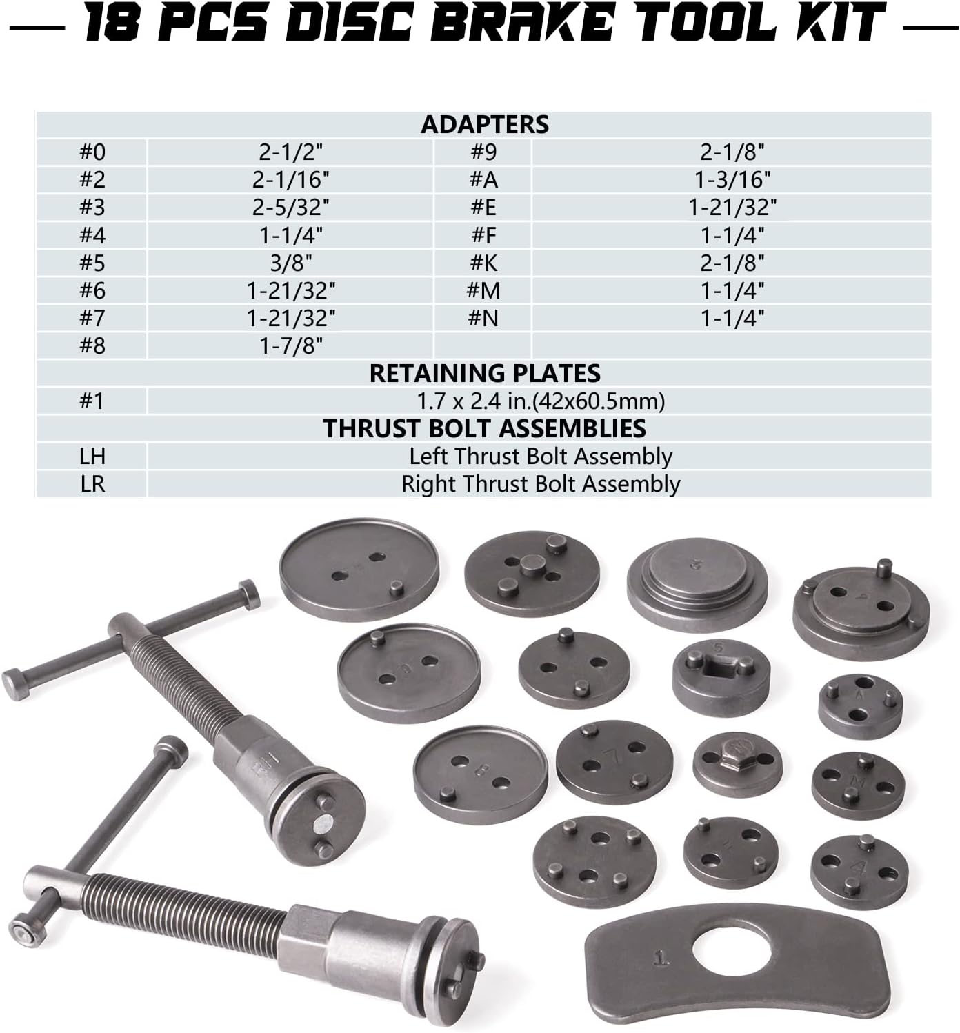 18Pcs Disc Brake Caliper Tool Set & 8Pcs Drum Brake Tool Kit N3483