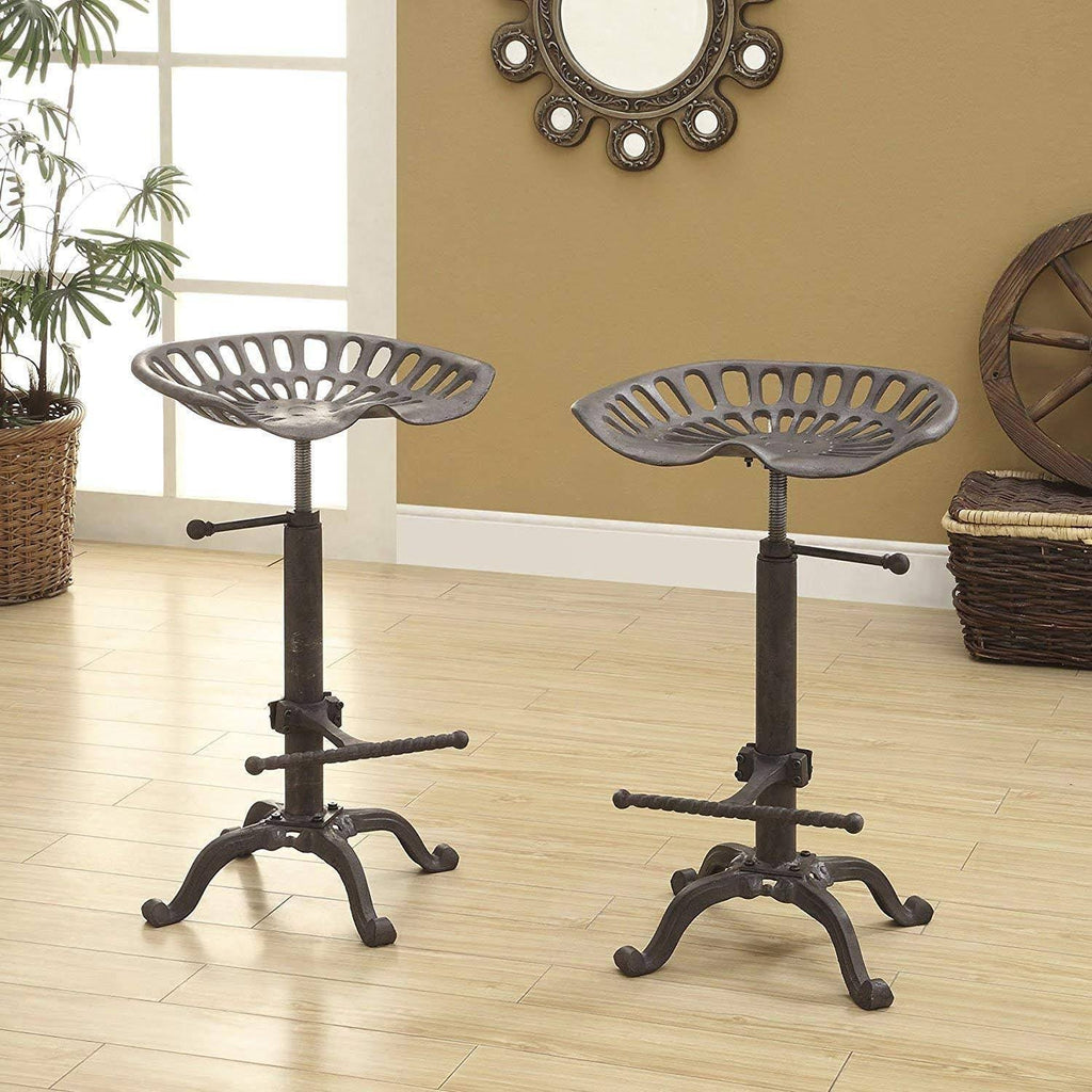 Rustic Industrial Farmhouse Tractor Seat Adjustable Bar Stool S7112