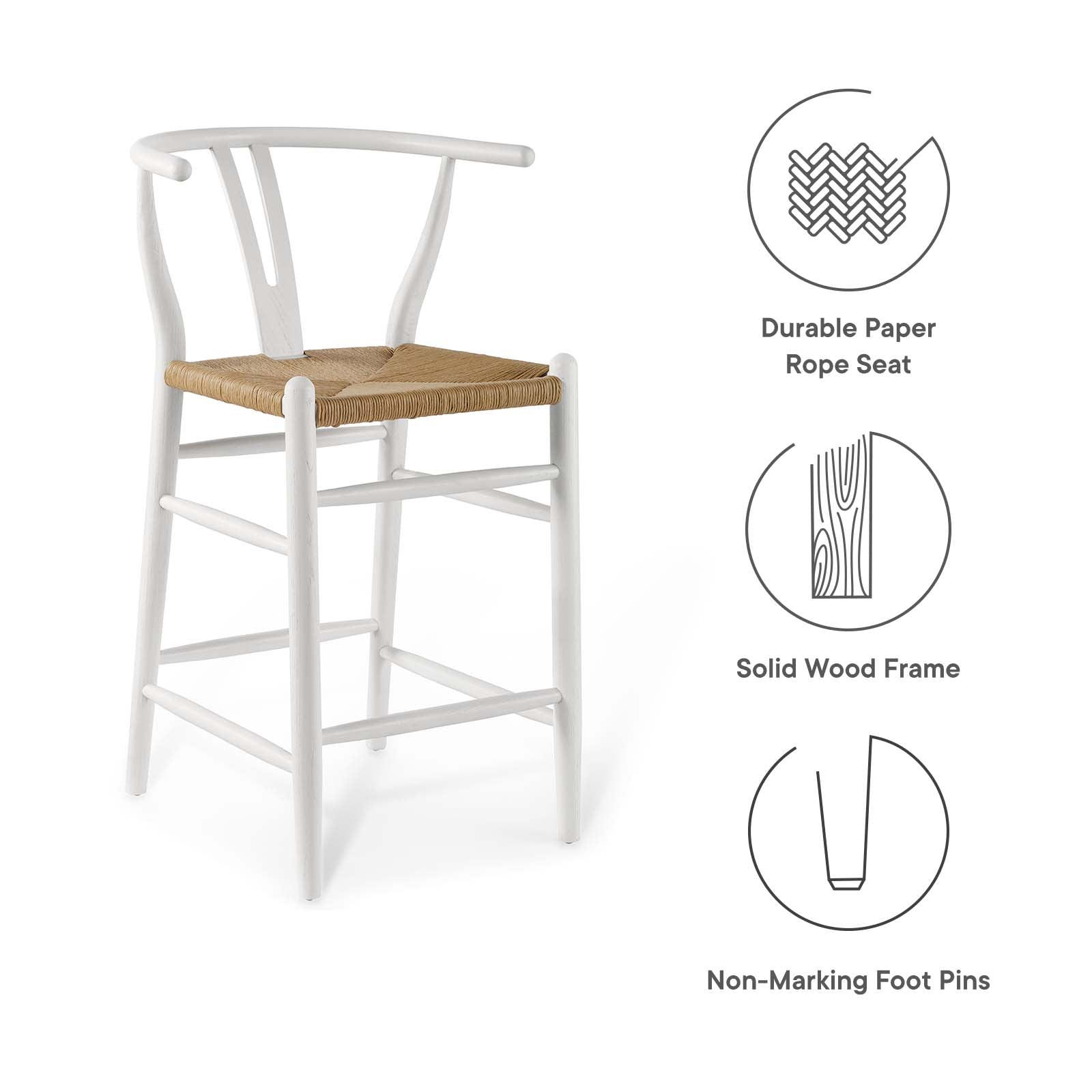 White Wood Counter Stool Set of 2 E36389