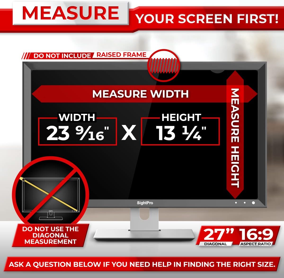 27 Inch Computer Privacy Screen Filter for 16:9 Widescreen Monitor, Pack of 2 R185612