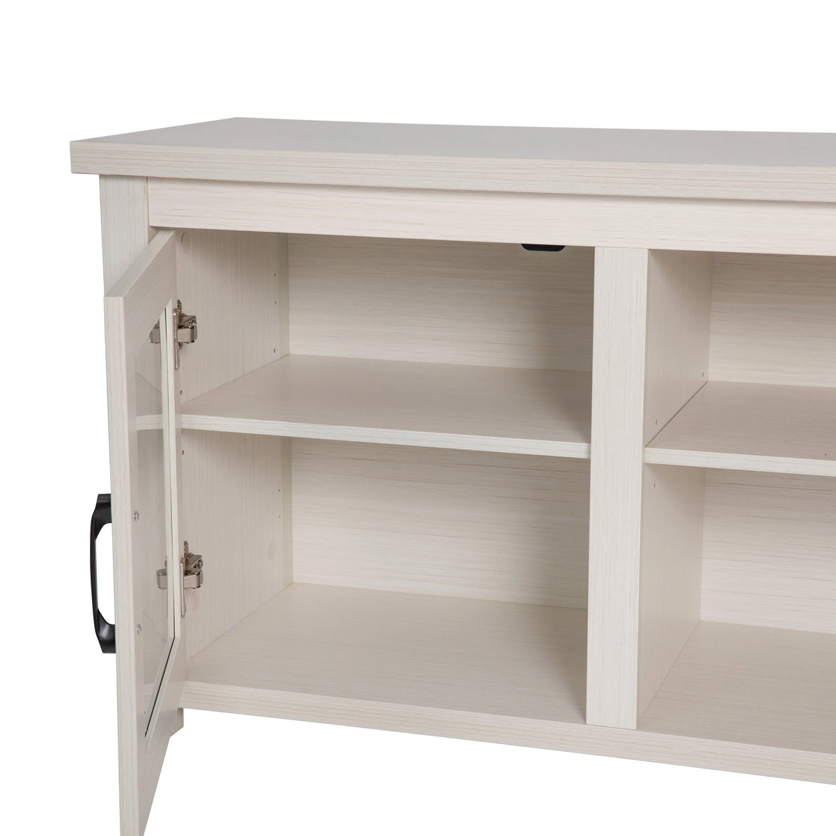 White Wash 65" TV Stand with Glass Doors and 3 Shelves V453235
