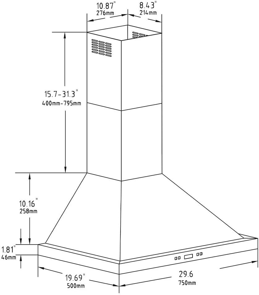 30 Inch Brushed Stainless Steel Wall Mounted Range Hood H561800