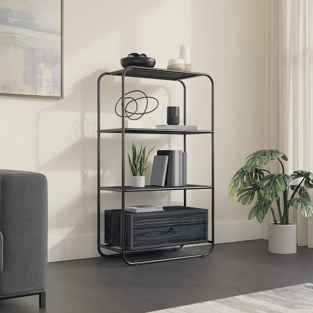 Bookcase with Drawer, Misted Elm Finish Z2715