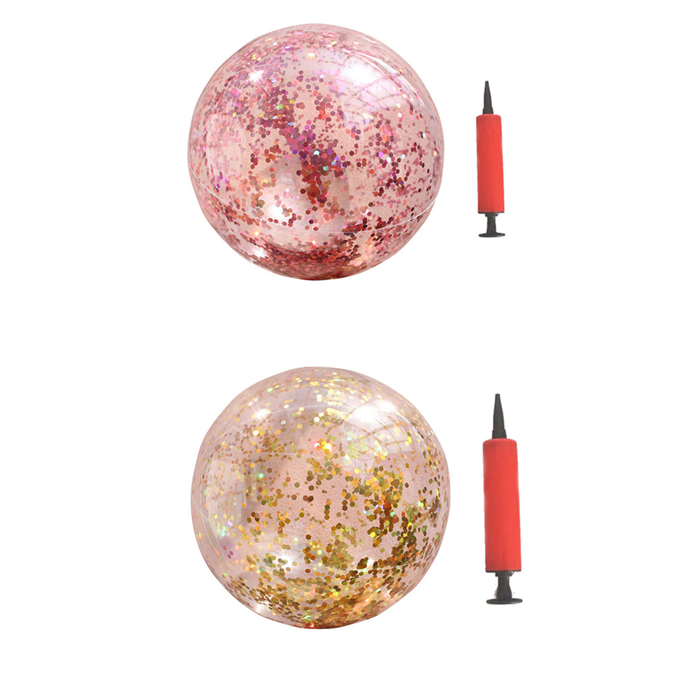 Glitter Sequin Beach Balls Round Transparent PVC Inflatable Ball Toys with Pumps H772