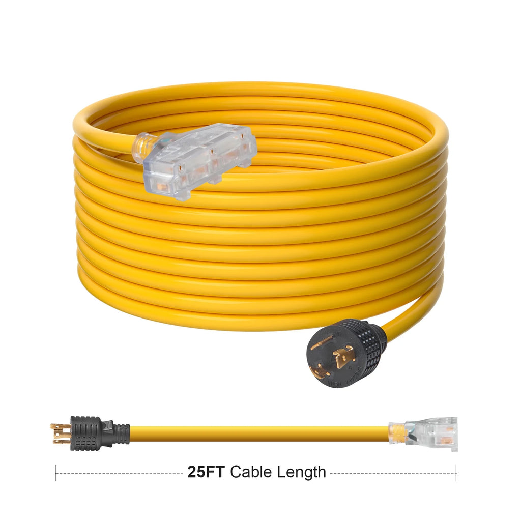 25ft 30A 125V Generator Extension Cord NEMA L5-30P 10 Copper Wire M768