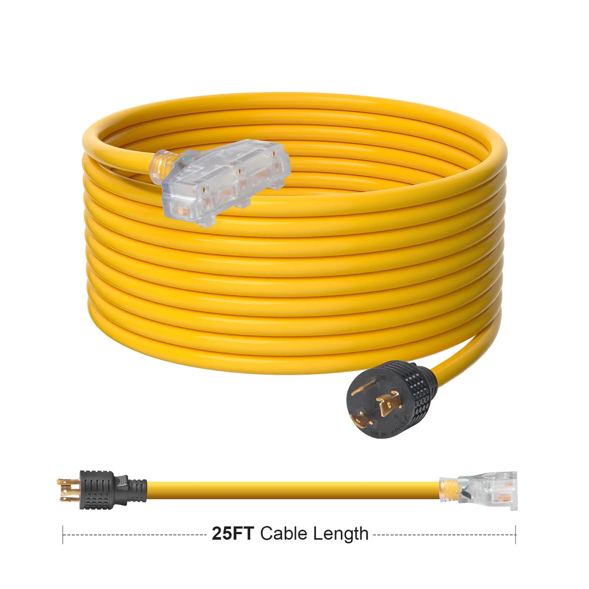 25ft 30A 125V Generator Extension Cord NEMA L5-30P 10 Copper Wire M768