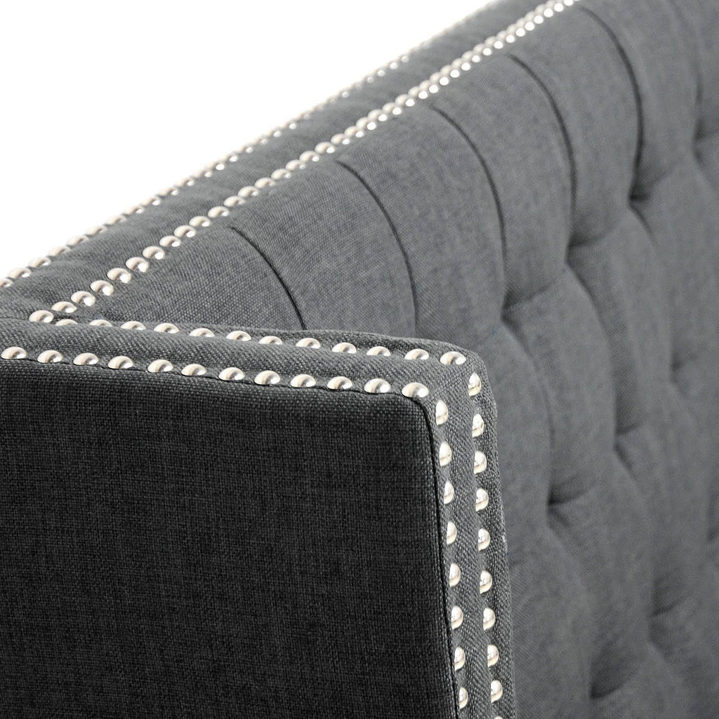 Gray Linen Banquette Bench L350862