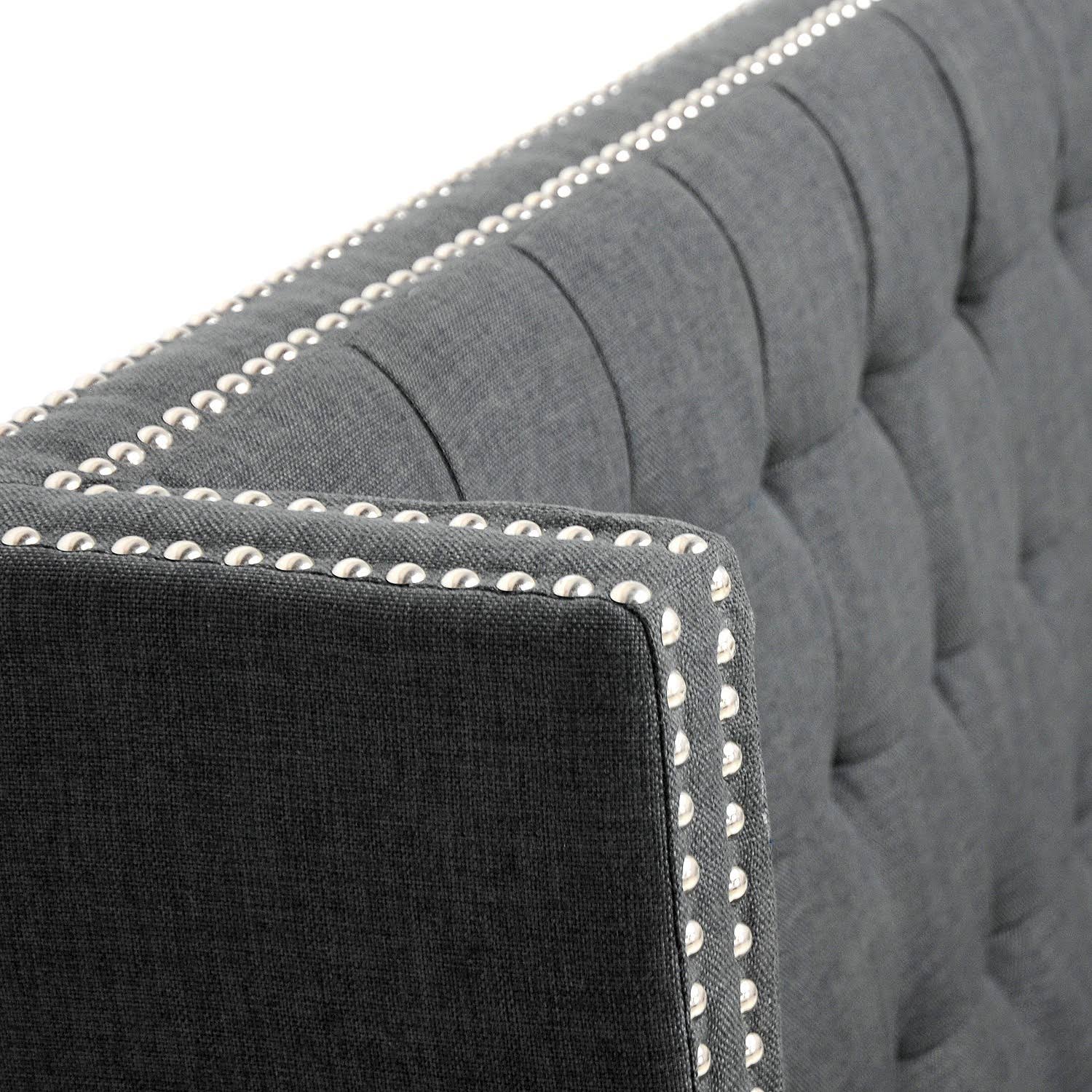 Gray Linen Banquette Bench L350862