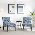 3pc Blue Fabric Upholstered Side Table and 2 Chairs U489