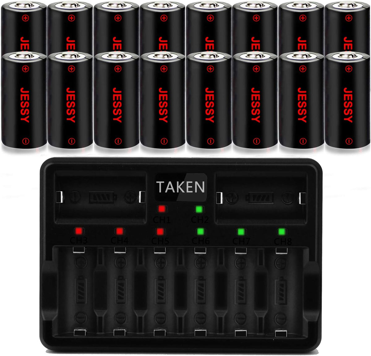 16 Pack Rechargeable Lithium Batteries 750mAh 3.7V with Charger I624207