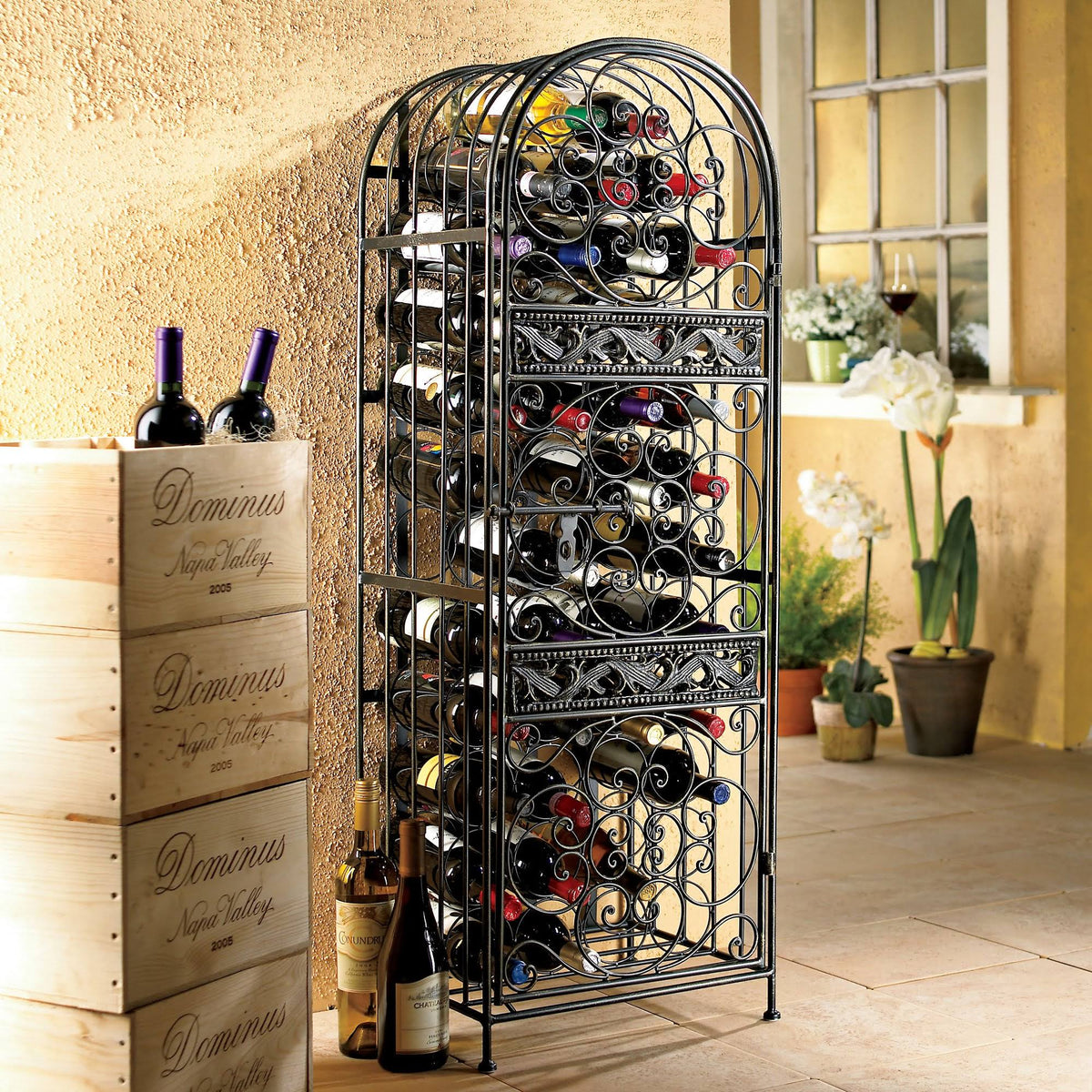 45 Bottle Wrought Iron Wine Jail I644