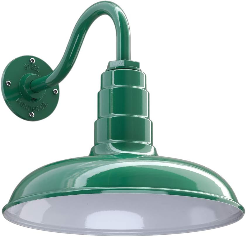 Black Steel Dome Gooseneck Barn Light R882